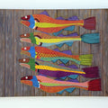 Codfish painted in bright colors from a painting of a friend's catch of the day but with my colorful whimsical style