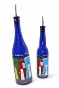 Glass bottle with hand painted Newfoundland fishing stages of New Perlican