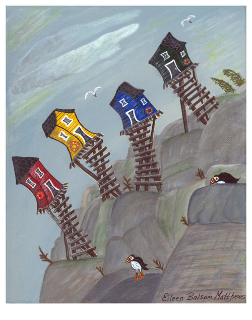 Hand Painted Newfoundland fishing shacks on mug
