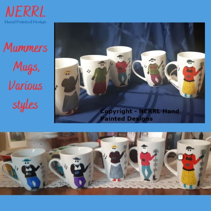 Mummers, a Newefoundland tradition, hand painted on mug
