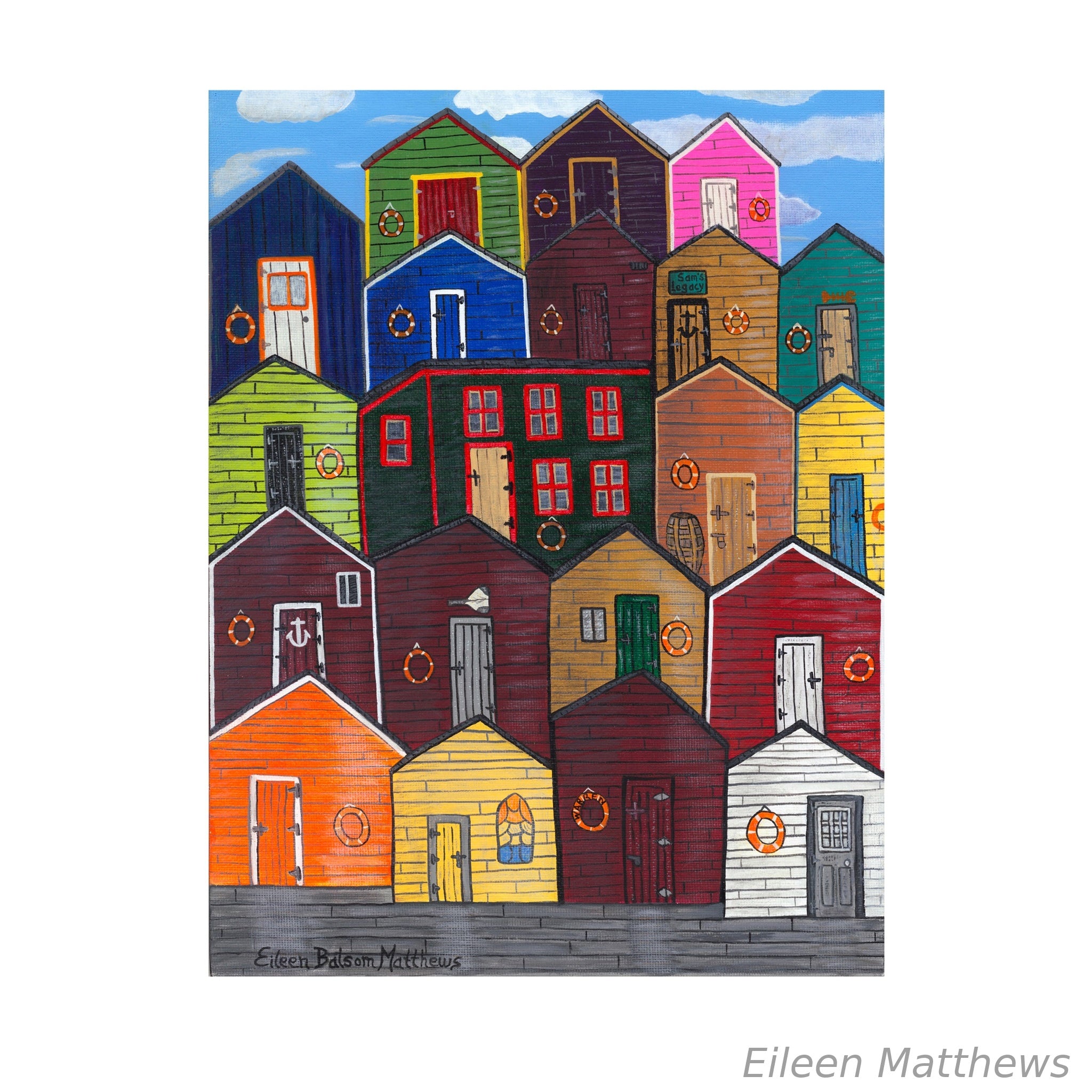 Fishing stages of New Perlican, Nl stacked , painted 2017.
